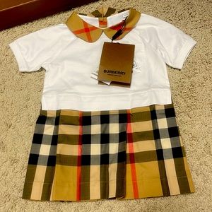 Burberry Kids Girl Dress 2Y Classic Stripe Beige White